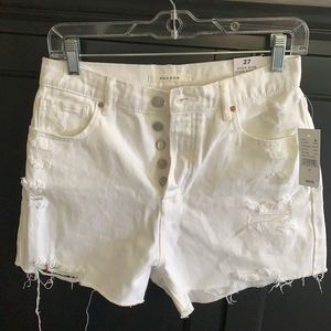 NWT PacSun High Rise Icon Denim Short White